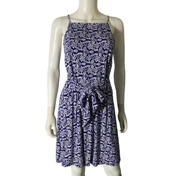 Loft Blue & White Sleeveless Floral Dress Small - Picture 1 of 5